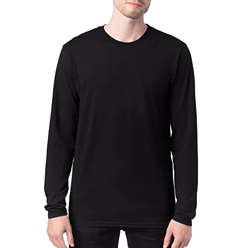 Hanes Men's Long Sleeve Nano Cotton Premium T-Shirt (Pack of 2), Black, Medium