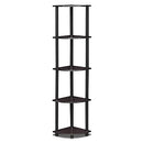 Furinno Turn-N-Tube 5 Tier Corner Display Rack Multipurpose Shelving Unit, 1-Pack, Dark Walnut