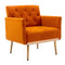 Olela Accent Chair with Arms for Living Room, Modern Tufted Single Sofa Armchair with Gold Metal Legs Upholstered Reading Chair for Bedroom Office Decorative (Velvet-Smooth Backrest, Orange)