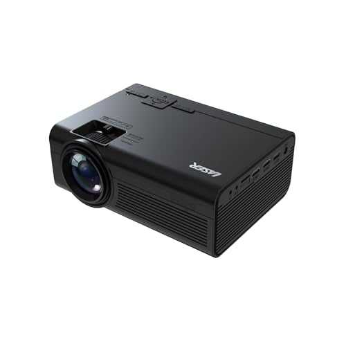 Laser 720p LED Projector with 100" Foldable Screen - Wireless Bluetooth Connectivity, Built-in Speakers, Supports Multiple Devices - Ideal for Home Cinema, Gaming, and Outdoor Events