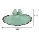 (Aqua Birds) - Nikky Home Decorative Jewellery Dish with Metal Distressed Bird and Leaf, 11cm x 11cm x 4.1cm, Green