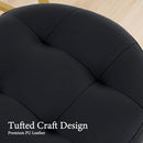 Furniliving PU Leather Swivel Makeup Chair, Adjustable Height Vanity Stool for Living Room, Bedroom, Modern Round Ottoman, Black