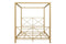 DHP Rosedale Metal Canopy Bed Frame with Four Poster Design and Geometric Accented Headboard and Footboard, Underbed Storage Space, Full, Gold