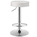 COSTWAY Bar Stool, Modern Swivel Backless Round Barstool, PU Leather Armless bar Chair with Height Adjustable, Chrome Footrest, Sturdy Metal Frame for Kitchen Dining Living Bistro Pub (White, 1 pc)