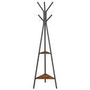 VASAGLE Coat Rack Freestanding, Coat Hanger Stand, Hall Tree with 2 Shelves, for Clothes, Hat, Bag, Industrial Style, Rustic Brown and Black URCR16BX