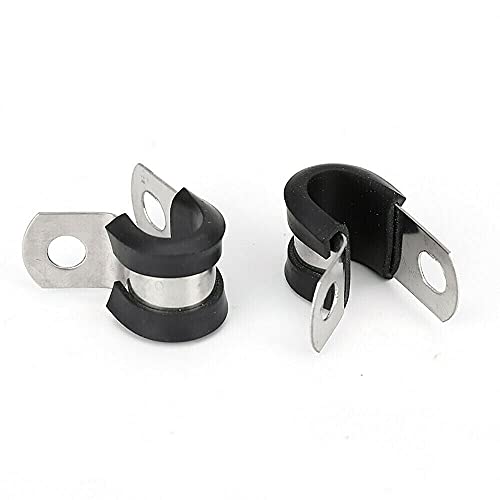 42PCS EPDM Rubber Lined P Clips Cable Hose Pipe Clamps Holder Air Clip Clamp Assorted Size 6.5mm/8mm/9.5mm/13mm/16mm