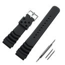 ADDIESDIVE Rubber Watch Replacement Band For Men Diver Watches Quick Release Silicone Black 20mm