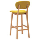 vidaXL Set of 2 Scandinavian Modern Style Bar Stools - Mustard Yellow Fabric Upholstery with Strong Black Engineered Wood Frame