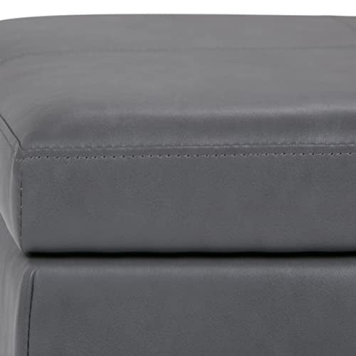 Simpli Home Kingsley Large Storage Ottoman Bench, Stone Grey