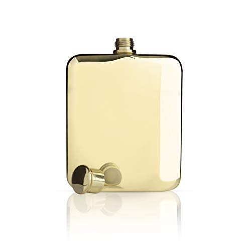 TRUE Belmont Golden Whiskey Fashion Hip Flask Plated with 14 Karat Gold 175 Millilitres