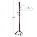 (Cherry) - Zober Premium Wooden Coat Rack Free Standing, with 6 Hooks Lacquered Pine Wood Tree Coat Rack Stand for Coats, Hats, Scarves, Clothes, and Handbags - Cherry Wood Finish