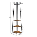 VASAGLE ALINRU Coat Rack with 3 Shelves, Stand with Hooks for Scarves, Bags and Umbrellas, Steel Frame, Industrial Style, Rustic Brown and Black ULCR80X