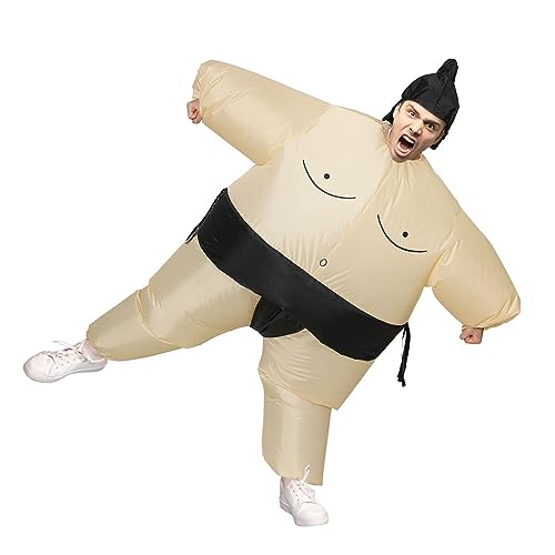 Inflatable Sumo Costume, 1.5M Height Lightweight Blow Up Funny Costumes Fancy Outfit for Adult Kids Gift, Suit Water-resistant Party Dress Halloween Cosplay