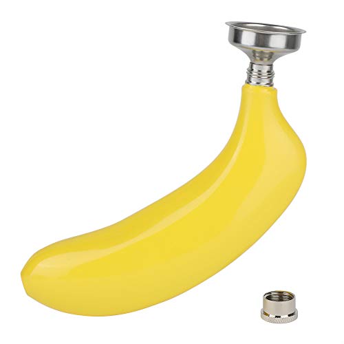 Joyzan Hip Flask, Banana Shaped Liquor Hip Flasks Stainless Steel Alcohol Flask with Handy Funnel Storing Whiskey Drinking Leak Proof Attached Screw on Cap 5oz for Camping Party Outdoor Activities