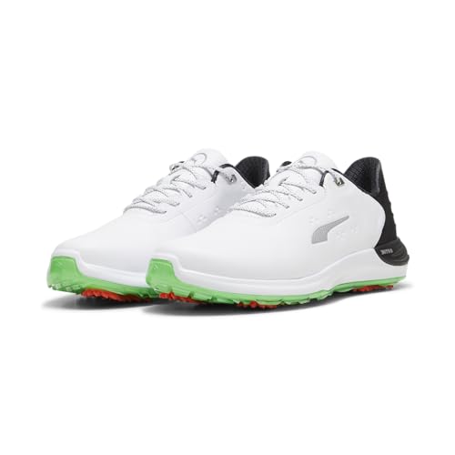 PUMA GOLF Men's Phantomcat Nitro Sneaker, Puma White-puma Black-fluro Green Pes, 15