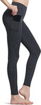 TSLA Women's Thermal Yoga Pants, High Waist Warm Fleece Lined Leggings, Winter Workout Running Tights with Pockets XYP84-DGY Large