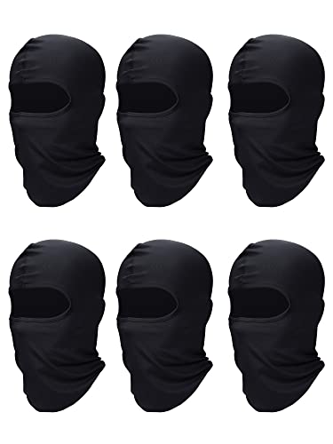 6 Pieces Face Balaclava Ski Mask Cover Winter Ice Silk UV Protection Full Cover for Women Men Outdoor Sports, Black, One size