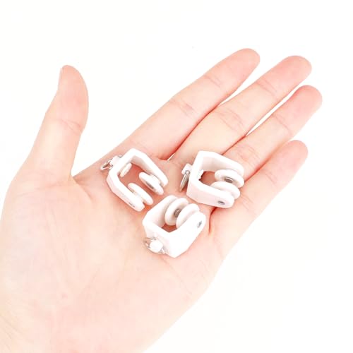 Sliverdew 25 Pack Curtain Track Rollers Plastic Drapery Rail Gliders with Hooks 11 mm White Flexible Ceiling Curtain Track Clips for Straight or Curved Track Rail Rod