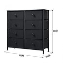 Luxsuite Chest of 8 Drawers Cabinet Tower Dresser Organizer Clothes Toys Storage Unit Fabric Bin Steel Frame Living Room Bedroom Hallway Entryway Furniture Black