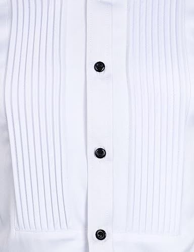 ZEROYAA Mens Slim Fit Long Sleeve Tuxedo Dress Shirts/Prom Performing Shirts, Z54-white Black, X-Large