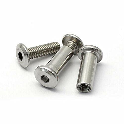 Nuts and Bolts Assortment Kit, 20sets M6 Hex Socket Cap Allen Bolt Screw Flat Nut Sleeve Stainless Steel Furniture Connecting for Crib Chair Table Cabinets (M6 x 15mm)