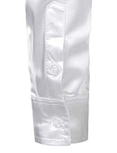 ZEROYAA Men's Luxury Shiny Silk Like Satin Button Up Dress Shirts, White, Medium