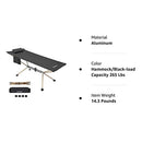 KingCamp Camping Cot for Adults Portable Hammock with Aluminum Alloy Stand Lightweight Robust Folding Sleeping Cot Non-Slip Outdoor Hammock Bed for Indoor Patio Garden Yard Nap Sunbathing Cot Black