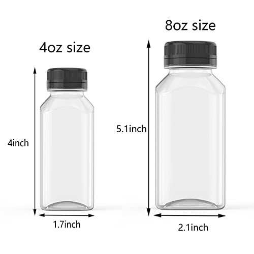 10 Pcs 8 Oz Plastic Juice Bottles with Lids, Empty Clear Containers for Juice, Milk and Other Beverage