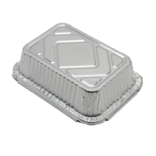 50pcs Foil Trays with Lid, 20.5x11x5.5cm Aluminium Foil Pan Disposable Food Containers Takeaway Box BBQ Oven Baking for Cooking, Heating, Storing(with Lid, 205 * 110 * 55mm /670ml)