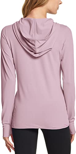 TSLA Women's UV Protection Outdoor Shirt, Lightweight Long Sleeve Workout Shirts Top, Full Zip Shirt with Hoodie & Pockets FSZ24-LPK XX-Large