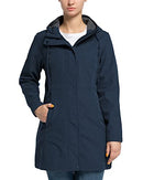 33,000ft Women's Softshell Long Jacket with Hood Fleece Lined Windproof Warm up Waterproof Windbreaker for Spring Fall Winter, Midnightblue 2XL