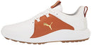 PUMA Men's Ignite Fasten8 Crafted Golf Shoe, Puma White/Gold/Leather Brown, 11