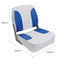 Boat Seat, Marine Folding Seat, Folding Boat Seat Low/High Back, Fold-Down Boat Captain Chair for Fishing Boat, Sightseeing Boat, Speedboat, Canoe (Blue and white, 1)