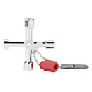 4 Way Cross Key Bit Zinc Alloy Multi-functional Universal Opening Key Plumbers Electricians Tools for Water Meter Valve Electric Box Cupboard Cabinet