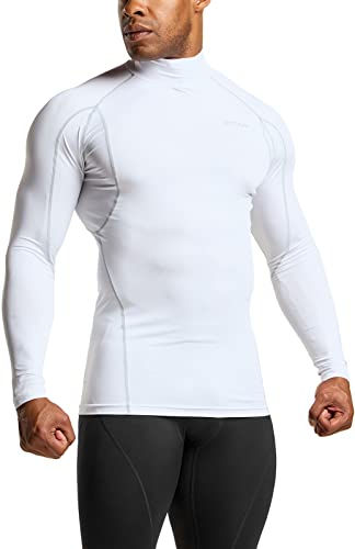 TSLA Men's Cool Dry Fit Mock Long Sleeve Compression Shirts, Athletic Workout Shirt, Active Sports Base Layer T-Shirt tm-MUT12-NWT Medium