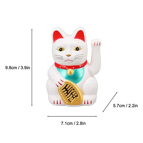 4 Inch Arm Waving Fortune Cat Battery Powered, Hand Waving Welcoming Cat Chinese Lucky Cat Decor for Home Desk Ornament Gift Giving