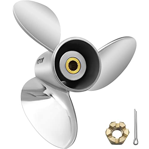 VEVOR Outboard Propeller, Replace for OEM 3860709, 3-Blade 14.5" x 21" Pitch Steel Boat Propeller, Compatible with Volvo Penta SX Drive All Models, with 19 Tooth Splines, RH