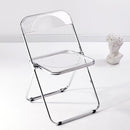 Modern Acrylic Folding Chairs-KAIHAOWIN Transparent Clear Folding Chair-Acrylic Ghost Stackable Crystal Seat-PC Plastic Living Room Seat-Chrome Frame Accent Side Chair for Outside Inside (Clear)