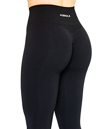 AUROLA Intensify Workout Leggings for Women Seamless Scrunch Tights Tummy Control Gym Fitness Girl Sport Active Yoga Pants Black