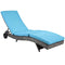 Outsunny Wicker Chaise Lounge, Outdoor Lounge Chair, 5-Level Adjustable Backrest S-Shape Rattan Lounger with Cushion & Wheels for Patio, Deck, Poolside, Sky Blue