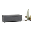 Simpli Home Kingsley Large Storage Ottoman Bench, Stone Grey