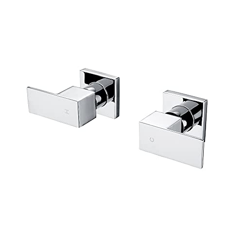 Decaura Square Shower Mixer Taps Wall Top Assemblies 1/4 Turn Twin Bath Faucets