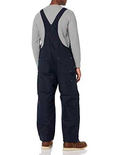 Carhartt Men's Loose Fit Firm Duck Insulated Bib Overall, Dark Navy, Medium Short