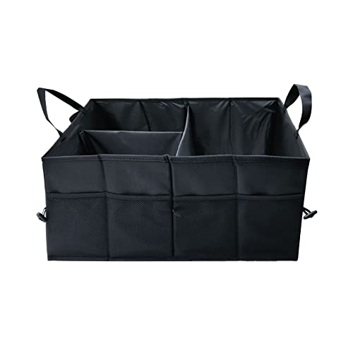 Trunk Organizer for Car SUV Storage with Two Handles and Side Pockets, Foldable, Black (Black)