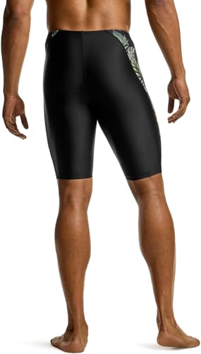 TSLA Men's Swim Jammers, Athletic Racing Swimming Shorts Trunks, UPF 50+ Sun Protection Endurance Triathlon Swimsuit MSJ07-KTP 32