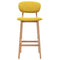 vidaXL Set of 2 Scandinavian Modern Style Bar Stools - Mustard Yellow Fabric Upholstery with Strong Black Engineered Wood Frame