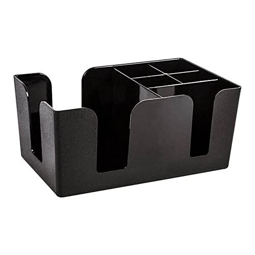 Plastic Bar Caddy, Black Classic Bar Organiser, Bar Condiment Caddy, Table Tidy Storage for Napkin, Straw, Cocktail Stirrers