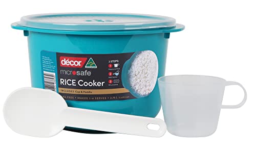 Decor Rice Cooker with Rice Paddle and Measuring Cup, Teal, 2.75 Litre Capacity