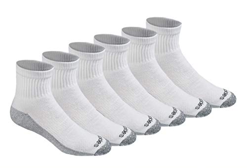 Dickies Men's Dri-Tech Moisture Control Quarter Socks Multi-Pack, White (6 Pairs), Shoe Size: 6-12