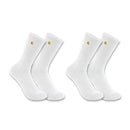 Carhartt Men's Force Midweight Crew Sock 2 Pack, White, Large